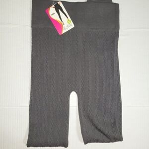 Sofra High Rise Fleece Lined Leggings One Size OS 2-12 Dark Grey Soft Stretch